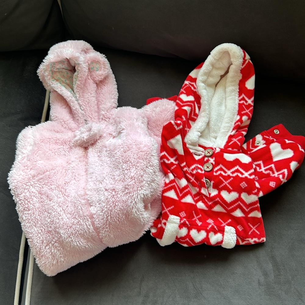 Carters 3 month fleece footed onesie and footless onesie bundle
